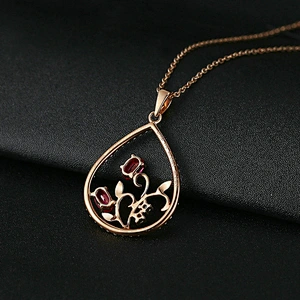 Rose Gold Water Drop Pendant large jewelry factory,OEM/ODM Jewelry Trade processing customized,Wholesale jewelry manufacturer