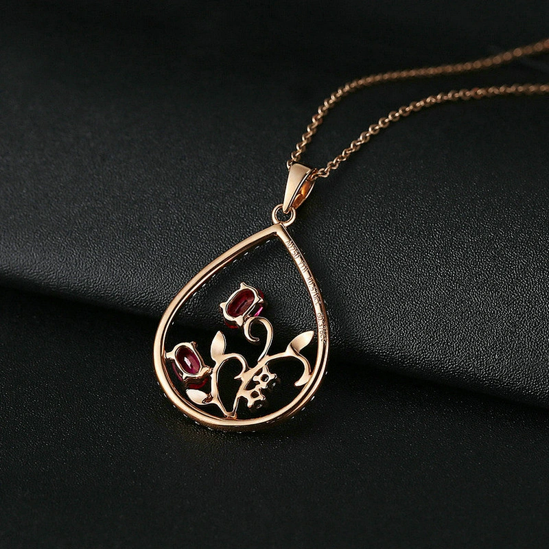 Rose Gold Water Drop Pendant large jewelry factory,OEM/ODM Jewelry Trade processing customized,Wholesale jewelry manufacturer
