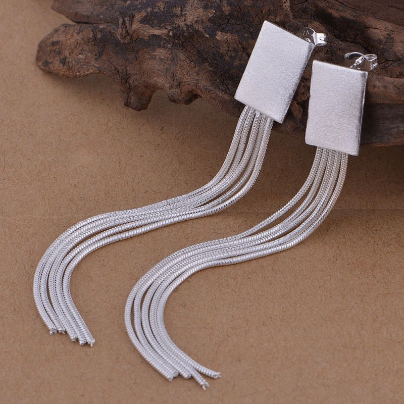 925 silver long earrings with Tassel Earrings large jewelry factory,OEM/ODM Jewelry Trade processing customized,Wholesale jewelry manufacturer