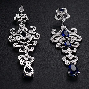 925 Silver Sapphire Earrings large jewelry factory,OEM/ODM Jewelry Trade processing customized,Wholesale jewelry manufacturer