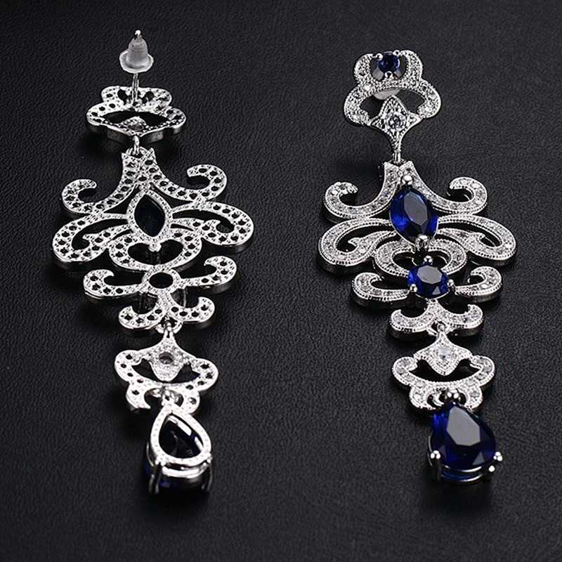 925 Silver Sapphire Earrings large jewelry factory,OEM/ODM Jewelry Trade processing customized,Wholesale jewelry manufacturer