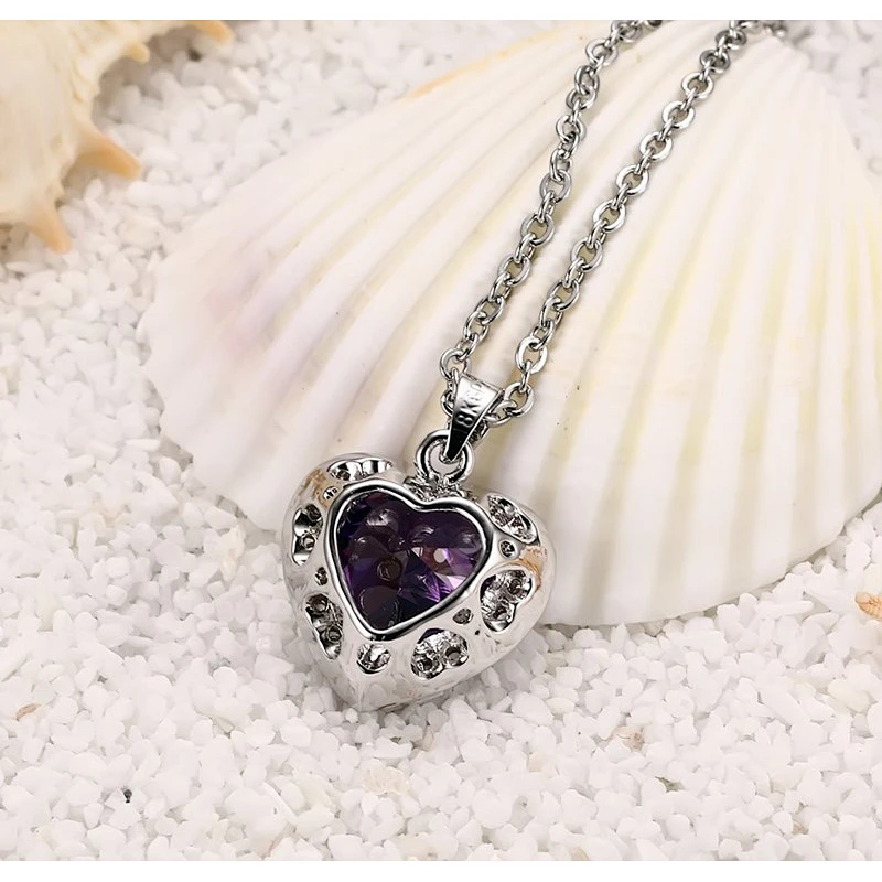 Heart shaped Amethyst Pendant large jewelry factory,OEM/ODM Jewelry Trade processing customized,Wholesale jewelry manufacturer