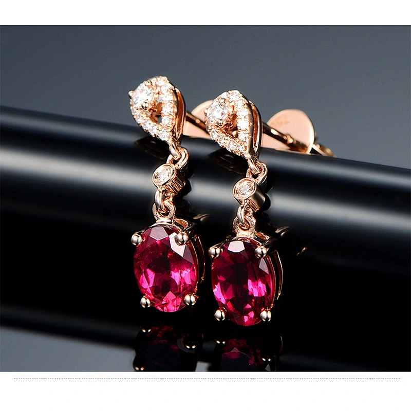 Garnet rose gold earrings large jewelry factory,OEM/ODM Jewelry Trade processing customized,Wholesale jewelry manufacturer