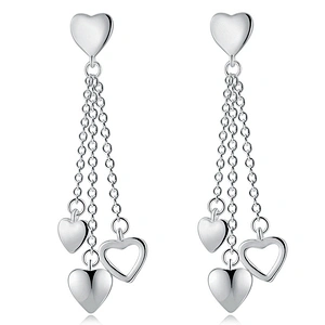 925 silver long tassel Love Earrings large jewelry factory,OEM/ODM Jewelry Trade processing customized,Wholesale jewelry manufacturer