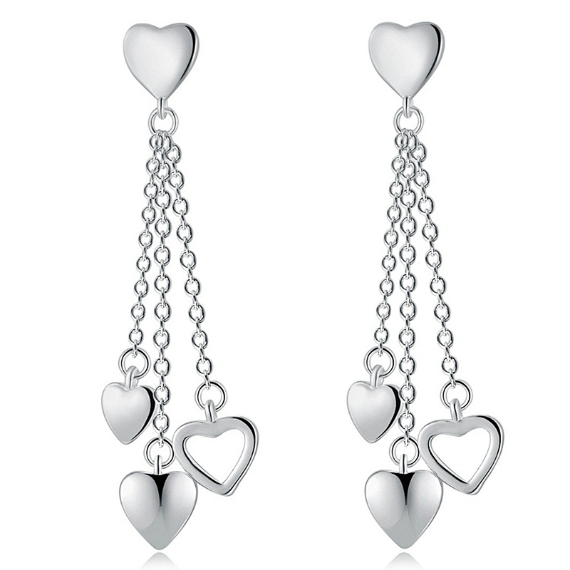925 silver long tassel Love Earrings large jewelry factory,OEM/ODM Jewelry Trade processing customized,Wholesale jewelry manufacturer