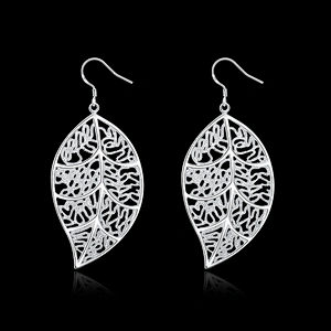 925 silver tree leaf Earrings large jewelry factory,OEM/ODM Jewelry Trade processing customized,Wholesale jewelry manufacturer