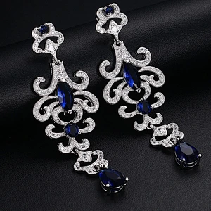 925 Silver Sapphire Earrings large jewelry factory,OEM/ODM Jewelry Trade processing customized,Wholesale jewelry manufacturer