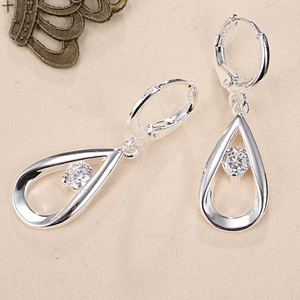 925 silver water drop earrings inlaid with stone large jewelry factory,OEM/ODM Jewelry Trade processing customized,Wholesale jewelry manufacturer