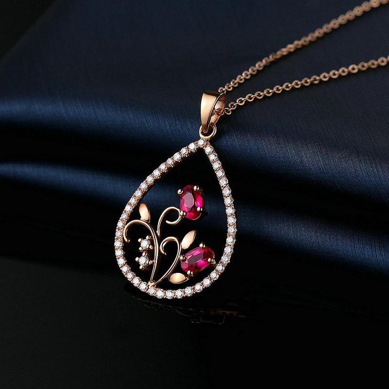 Rose Gold Water Drop Pendant large jewelry factory,OEM/ODM Jewelry Trade processing customized,Wholesale jewelry manufacturer