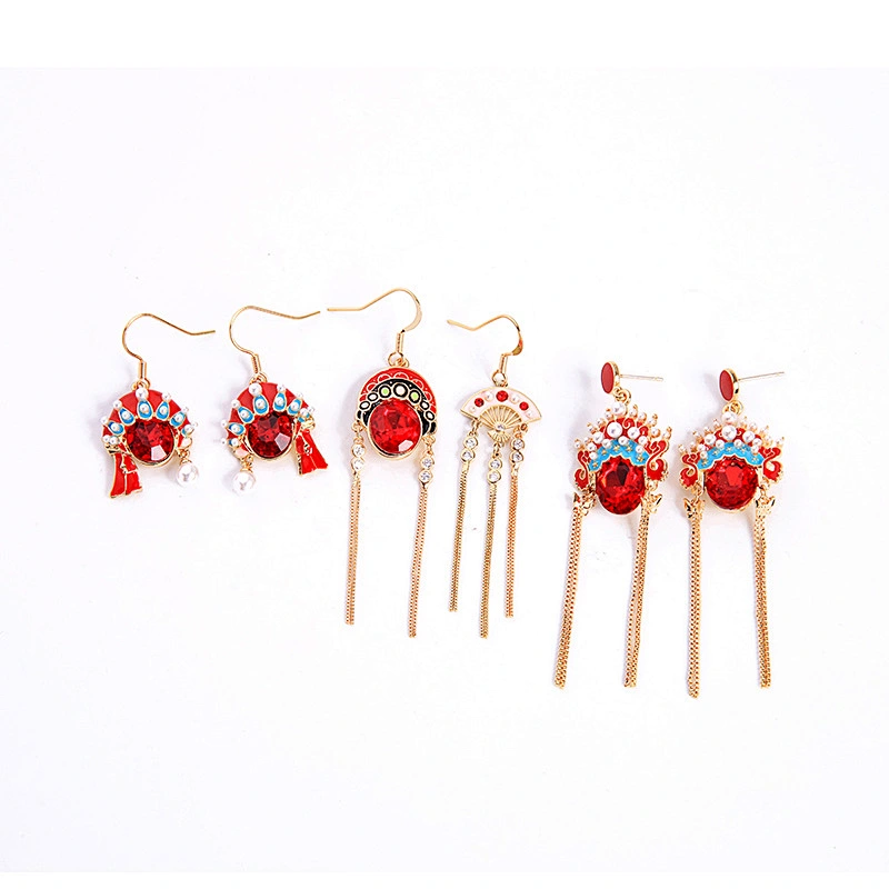 925 silver Chinese style Beijing Opera Earrings large jewelry factory,OEM/ODM Jewelry Trade processing customized,Wholesale jewelry manufacturer