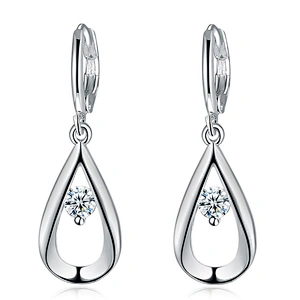 925 silver water drop earrings inlaid with stone large jewelry factory,OEM/ODM Jewelry Trade processing customized,Wholesale jewelry manufacturer