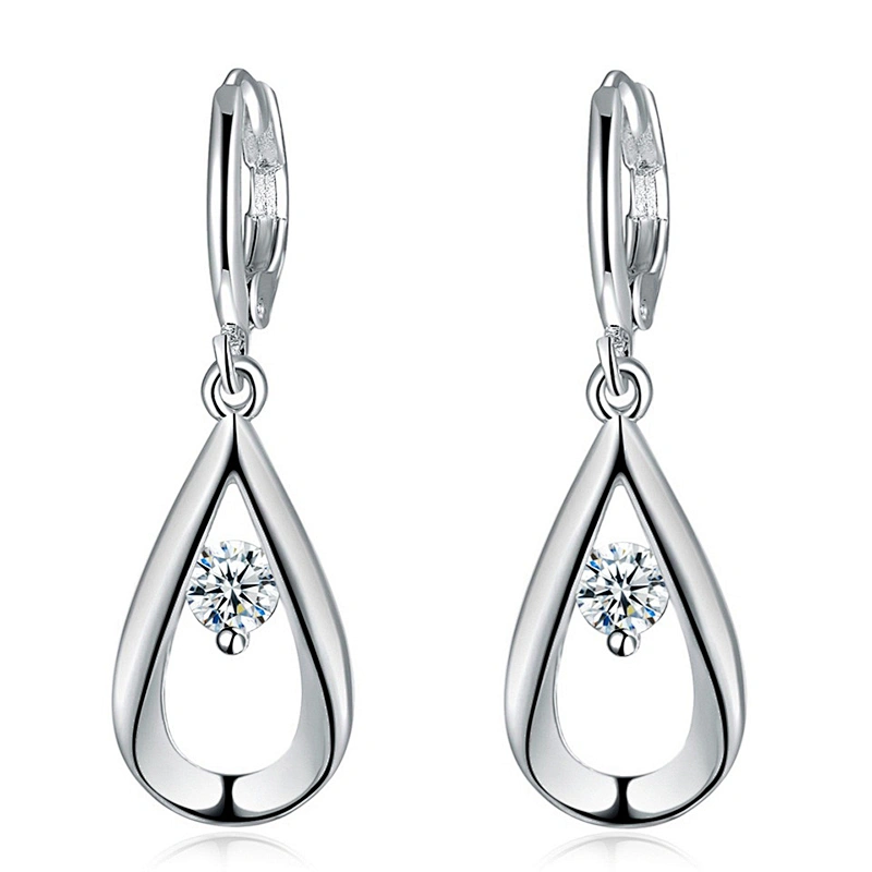 925 silver water drop earrings inlaid with stone large jewelry factory,OEM/ODM Jewelry Trade processing customized,Wholesale jewelry manufacturer