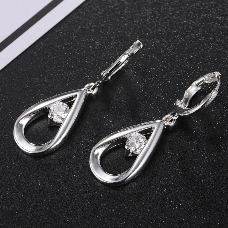 925 silver water drop earrings inlaid with stone large jewelry factory,OEM/ODM Jewelry Trade processing customized,Wholesale jewelry manufacturer