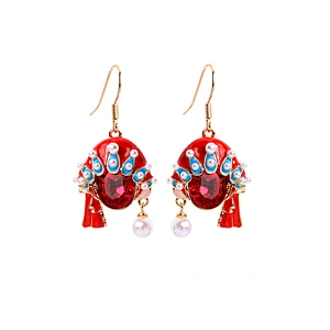 925 silver Chinese style Beijing Opera Earrings large jewelry factory,OEM/ODM Jewelry Trade processing customized,Wholesale jewelry manufacturer