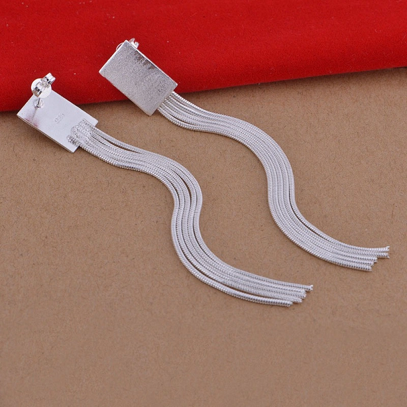 925 silver long earrings with Tassel Earrings large jewelry factory,OEM/ODM Jewelry Trade processing customized,Wholesale jewelry manufacturer
