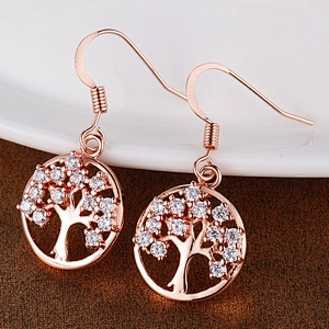 925 silver rose gold plant Earrings large jewelry factory,OEM/ODM Jewelry Trade processing customized,Wholesale jewelry manufacturer