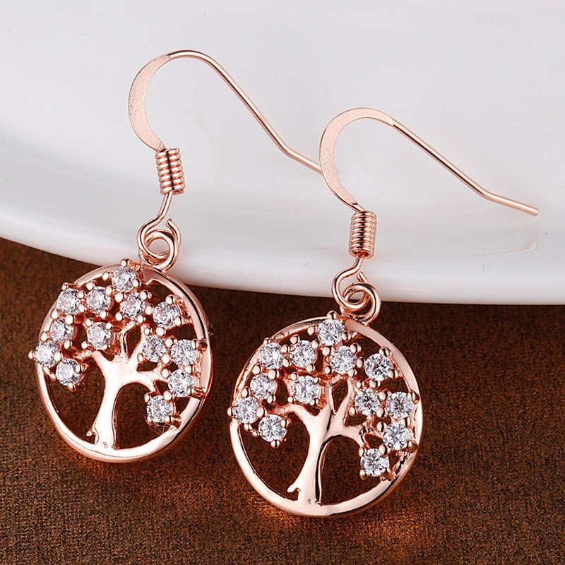 925 silver rose gold plant Earrings large jewelry factory,OEM/ODM Jewelry Trade processing customized,Wholesale jewelry manufacturer