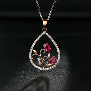 Rose Gold Water Drop Pendant large jewelry factory,OEM/ODM Jewelry Trade processing customized,Wholesale jewelry manufacturer