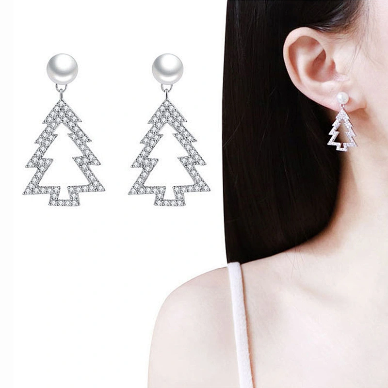 pearl earrings Christmas Tree Earrings large jewelry factory,OEM/ODM Jewelry Trade processing customized,Wholesale jewelry manufacturer