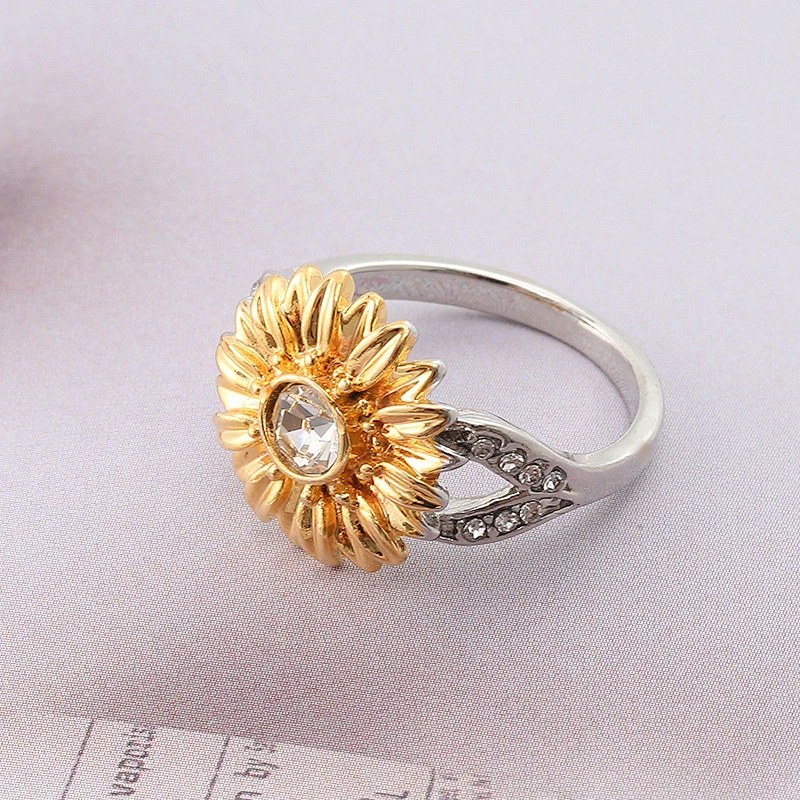 925 silver sunflower ring large jewelry factory,OEM/ODM Jewelry Trade processing customized,Wholesale jewelry manufacturer