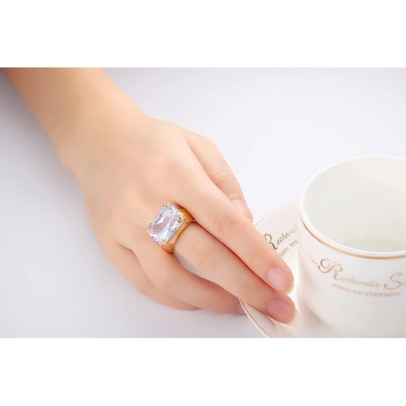Rectangle main stone ring large jewelry factory,OEM/ODM Jewelry Trade processing customized,Wholesale jewelry manufacturer