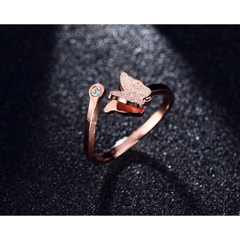 Rose Gold Butterfly Ring large jewelry factory,OEM/ODM Jewelry Trade processing customized,Wholesale jewelry manufacturer