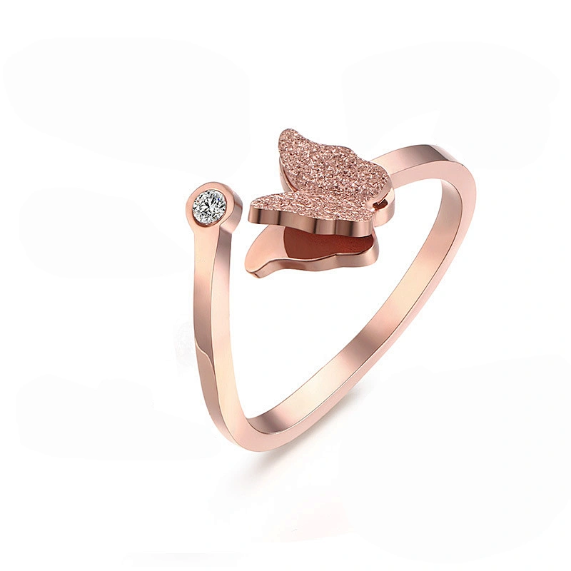 Rose Gold Butterfly Ring large jewelry factory,OEM/ODM Jewelry Trade processing customized,Wholesale jewelry manufacturer