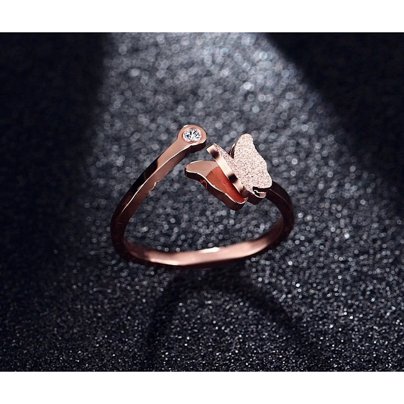 Rose Gold Butterfly Ring large jewelry factory,OEM/ODM Jewelry Trade processing customized,Wholesale jewelry manufacturer