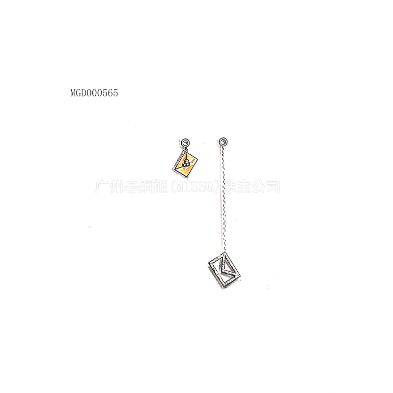 Original design Valentine's Day series Asymmetric love letter Earrings large jewelry factory,OEM/ODM Jewelry Trade processing customized,Wholesale jewelry manufacturer
