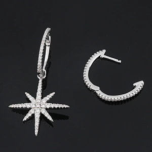 Silver plating on copper Asymmetric Earrings large jewelry factory,OEM/ODM Jewelry Trade processing customized,Wholesale jewelry manufacturer