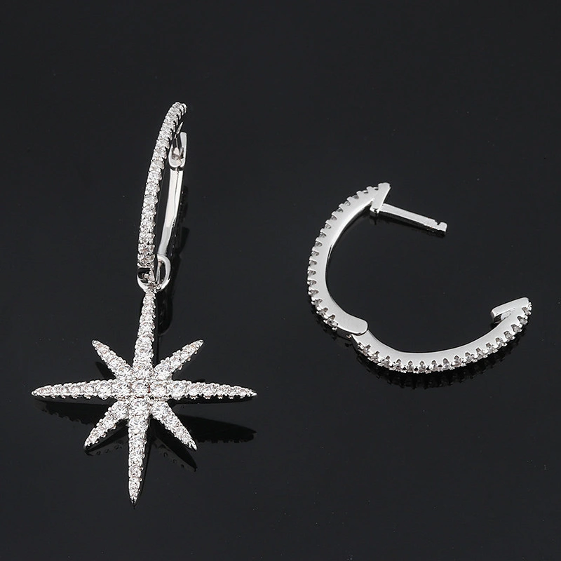 Silver plating on copper Asymmetric Earrings large jewelry factory,OEM/ODM Jewelry Trade processing customized,Wholesale jewelry manufacturer