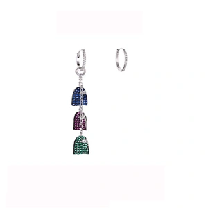 Asymmetric long fringe inlaid with color Zircon Earrings large jewelry factory,OEM/ODM Jewelry Trade processing customized,Wholesale jewelry manufacturer