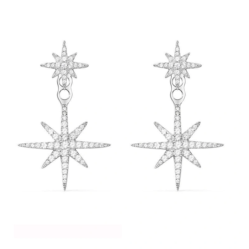 Brass Plated Silver Star Earrings large jewelry factory,OEM/ODM Jewelry Trade processing customized,Wholesale jewelry manufacturer