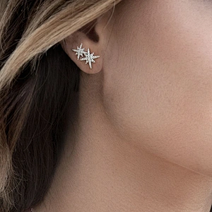 Double meteor silver earrings, female personality, all kinds of earrings, gold, silver and copper head ornaments, processing and customization large jewelry factory,OEM/ODM Jewelry Trade processing customized,Wholesale jewelry manufacturer