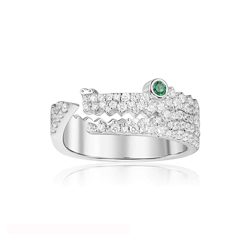 Micro zircon alligator ring large jewelry factory,OEM/ODM Jewelry Trade processing customized,Wholesale jewelry manufacturer