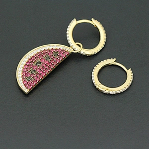 Red black zircon watermelon Earrings large jewelry factory,OEM/ODM Jewelry Trade processing customized,Wholesale jewelry manufacturer