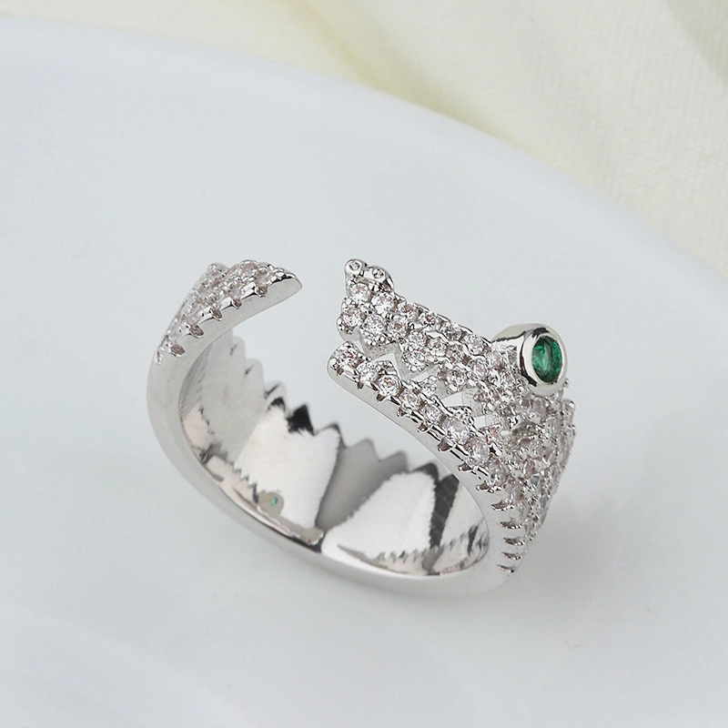 Micro zircon alligator ring large jewelry factory,OEM/ODM Jewelry Trade processing customized,Wholesale jewelry manufacturer