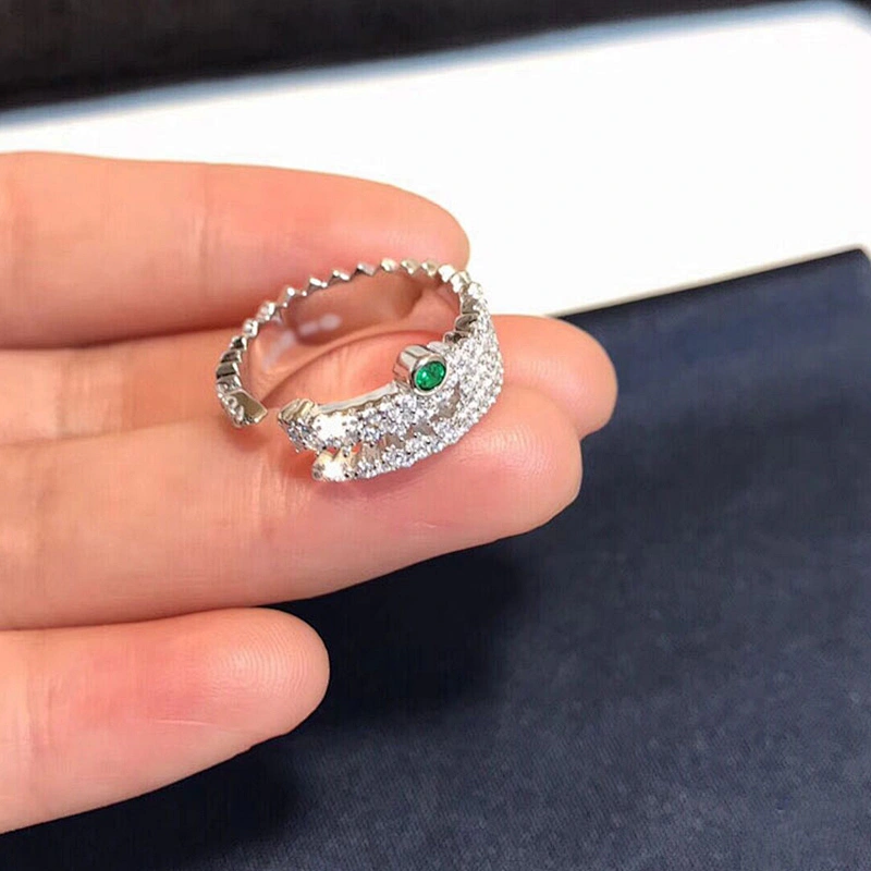Micro zircon alligator ring large jewelry factory,OEM/ODM Jewelry Trade processing customized,Wholesale jewelry manufacturer
