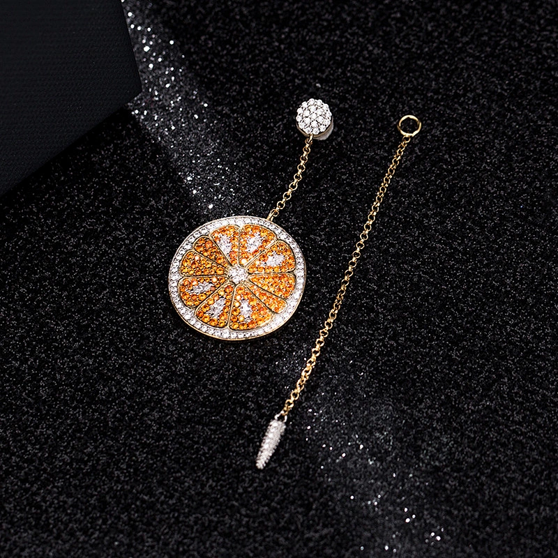 Europe and America long small fresh chain tassel fruit lemon orange orange grapefruit micro Earrings large jewelry factory,OEM/ODM Jewelry Trade processing customized,Wholesale jewelry manufacturer