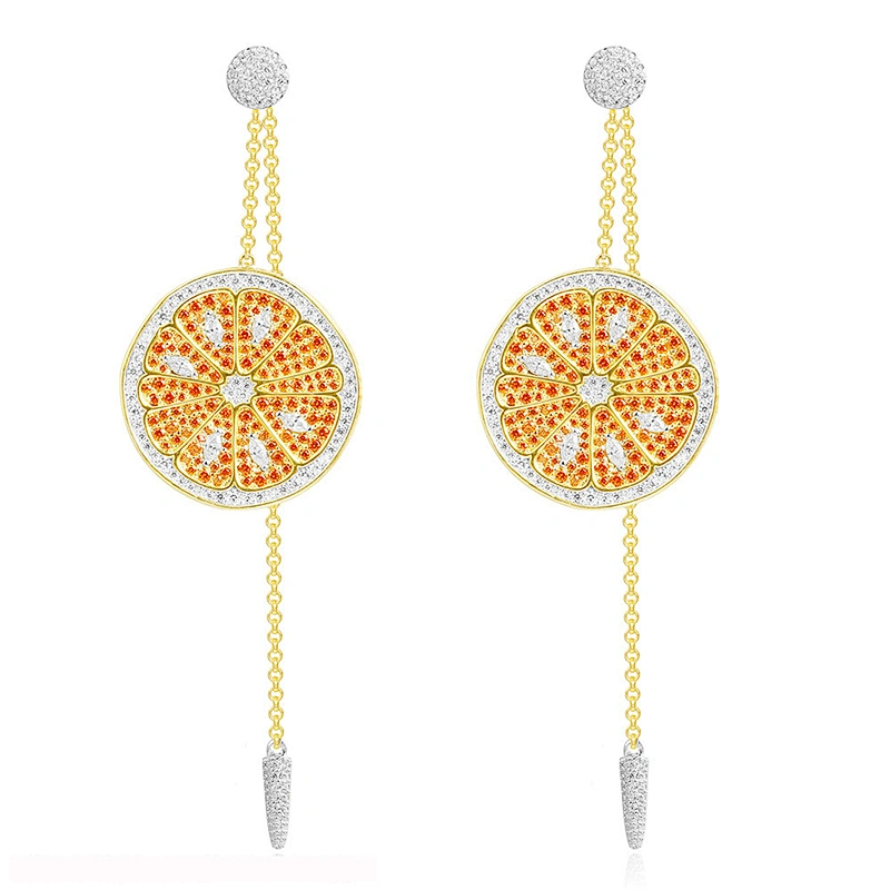 Europe and America long small fresh chain tassel fruit lemon orange orange grapefruit micro Earrings large jewelry factory,OEM/ODM Jewelry Trade processing customized,Wholesale jewelry manufacturer