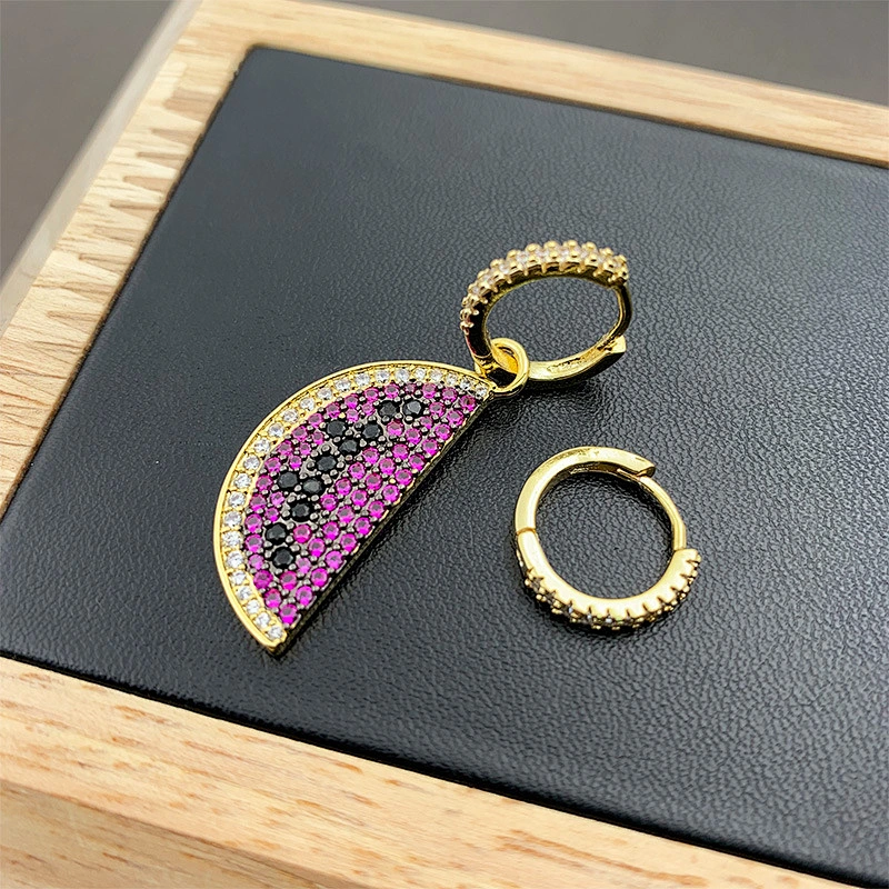 Red black zircon watermelon Earrings large jewelry factory,OEM/ODM Jewelry Trade processing customized,Wholesale jewelry manufacturer