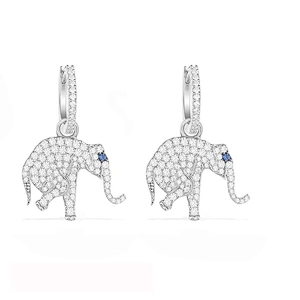 European and American diamond inlaid White Gold Elephant Pearl Earrings large jewelry factory,OEM/ODM Jewelry Trade processing customized,Wholesale jewelry manufacturer