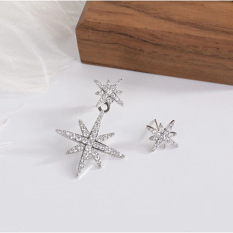 Brass Plated Silver Star Earrings large jewelry factory,OEM/ODM Jewelry Trade processing customized,Wholesale jewelry manufacturer