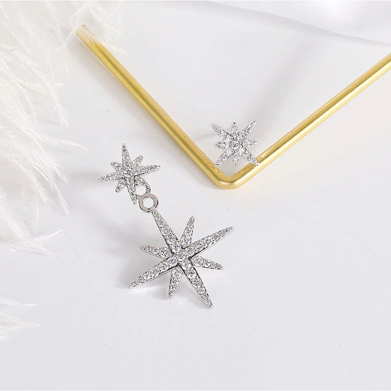Brass Plated Silver Star Earrings large jewelry factory,OEM/ODM Jewelry Trade processing customized,Wholesale jewelry manufacturer