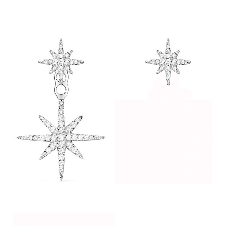 Brass Plated Silver Star Earrings large jewelry factory,OEM/ODM Jewelry Trade processing customized,Wholesale jewelry manufacturer