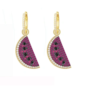 Red black zircon watermelon Earrings large jewelry factory,OEM/ODM Jewelry Trade processing customized,Wholesale jewelry manufacturer