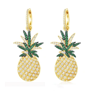 Fashion personality pineapple set with Zircon Earrings large jewelry factory,OEM/ODM Jewelry Trade processing customized,Wholesale jewelry manufacturer