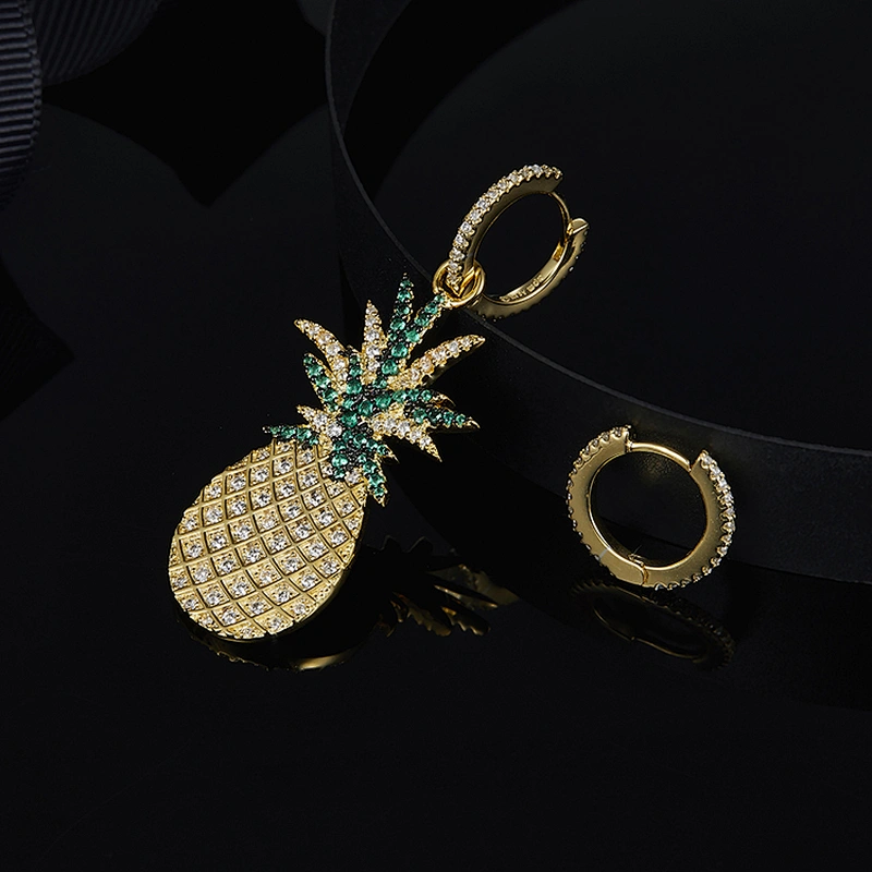 Fashion personality pineapple set with Zircon Earrings large jewelry factory,OEM/ODM Jewelry Trade processing customized,Wholesale jewelry manufacturer