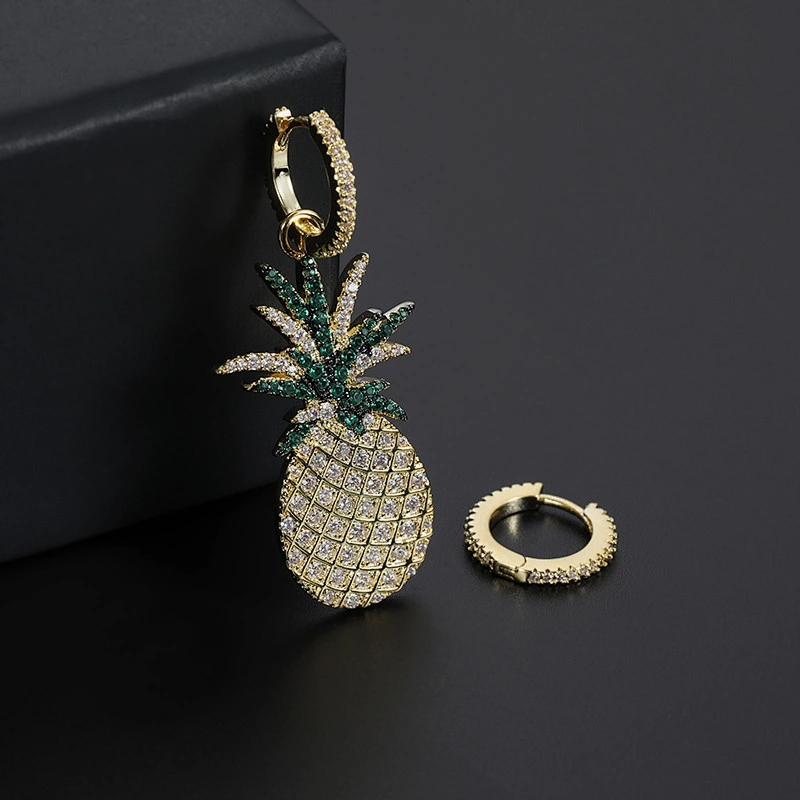 Fashion personality pineapple set with Zircon Earrings large jewelry factory,OEM/ODM Jewelry Trade processing customized,Wholesale jewelry manufacturer