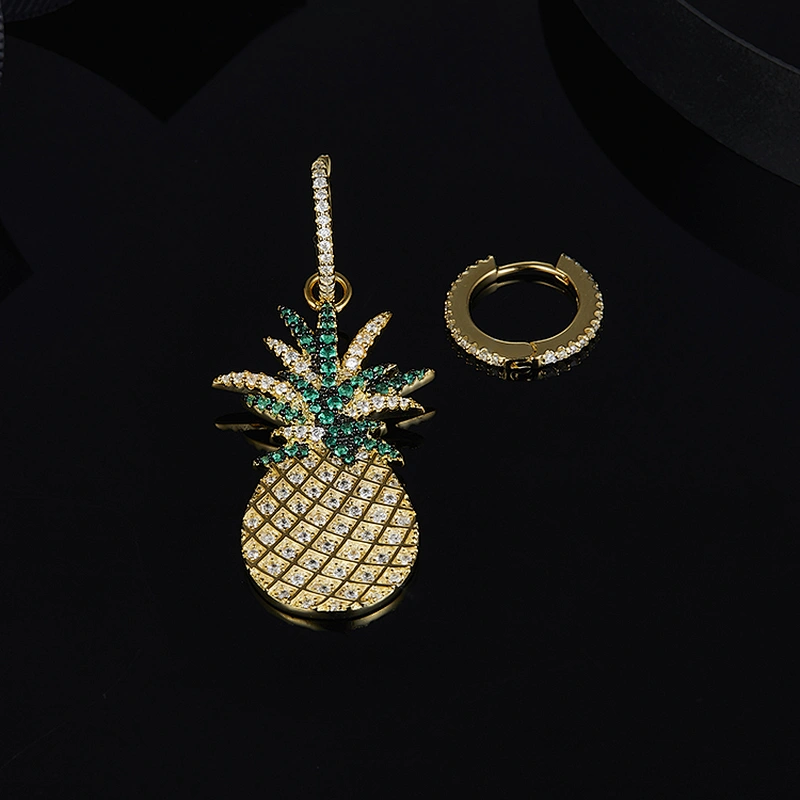 Fashion personality pineapple set with Zircon Earrings large jewelry factory,OEM/ODM Jewelry Trade processing customized,Wholesale jewelry manufacturer